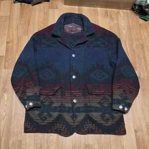 Vintage Woolrich Wool Blend Barn Coat Chore Jacket Southwest Aztec Navajo XL
